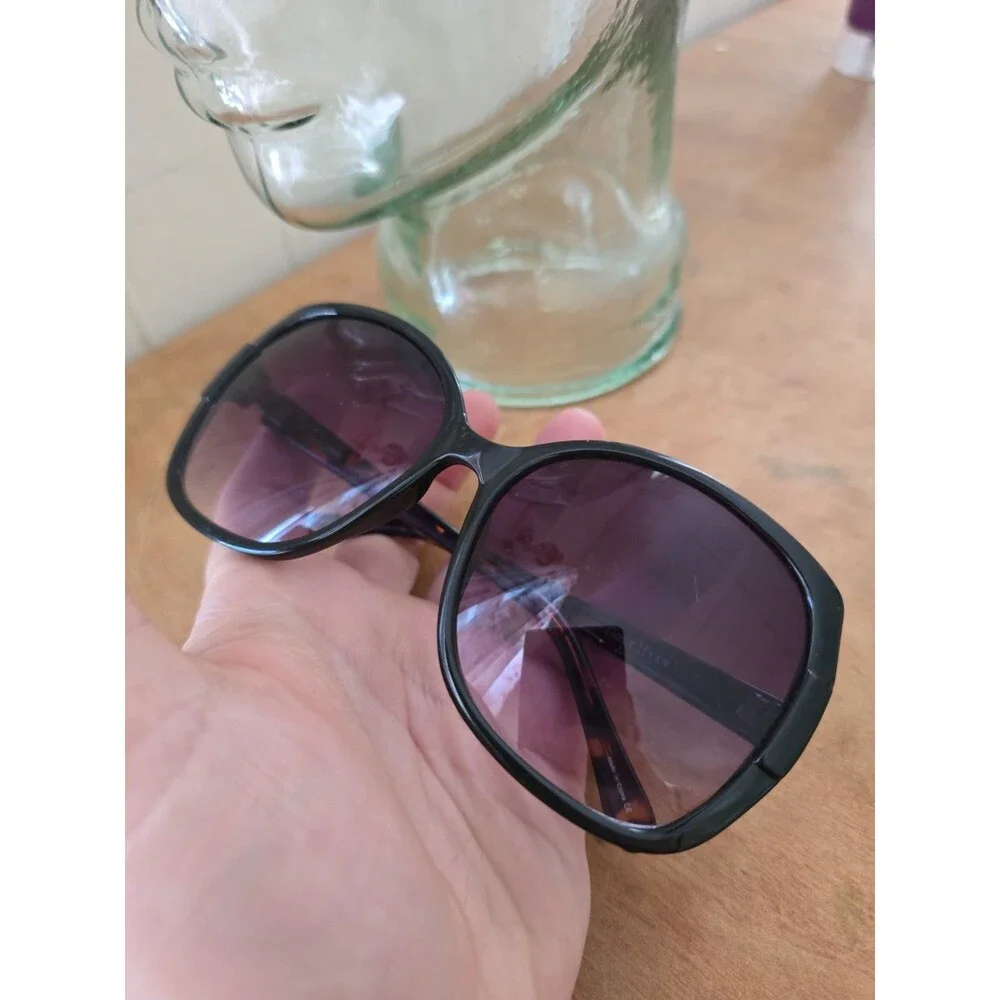 Oversized Butterfly Cole Haan Sunglasses C6080 Black Frame Purple Tint Lenses